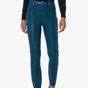 NWT 7 for all Mankind High-Waist Ankle Skinny Coated Jeans - Peacock Blue